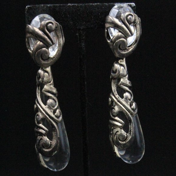 Isabel Canovas French Paris Couture Clear Lucite Resin Large Massive Long Dangle - Picture 9 of 9